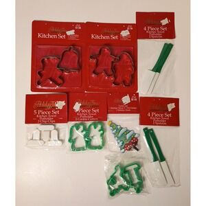 Vintage Holiday Time Christmas Holiday Mini Spatulas, Cookie Cutters, Chip Clips
